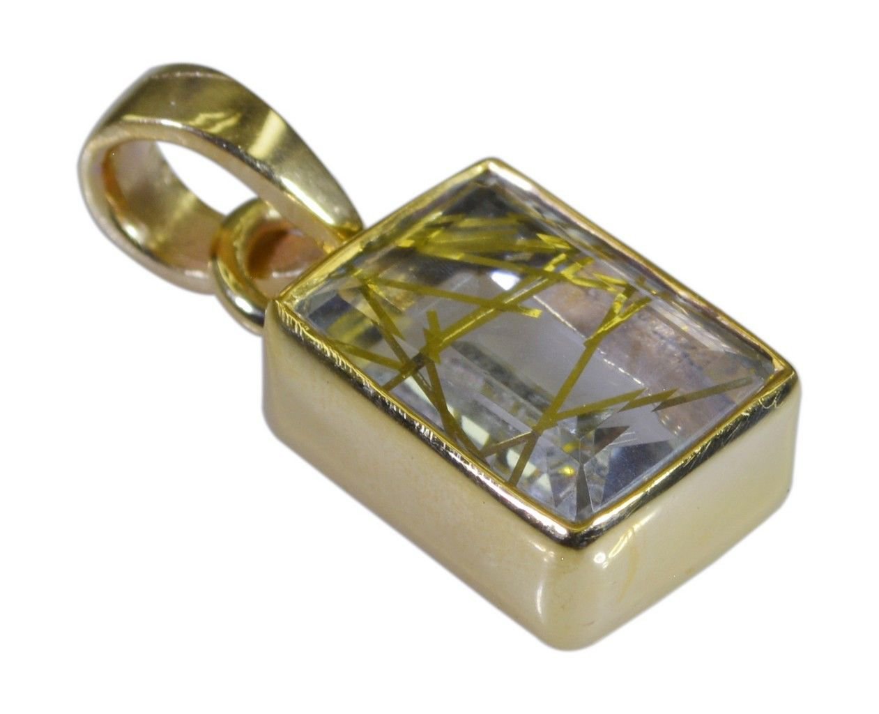 inviting Rutile Quartz CZ Gold Plated Multi Pendant Glass handcrafted US