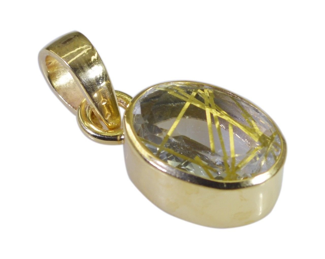 pleasing Rutile Quartz CZ Gold Plated Multi Pendant Glass gemstone US