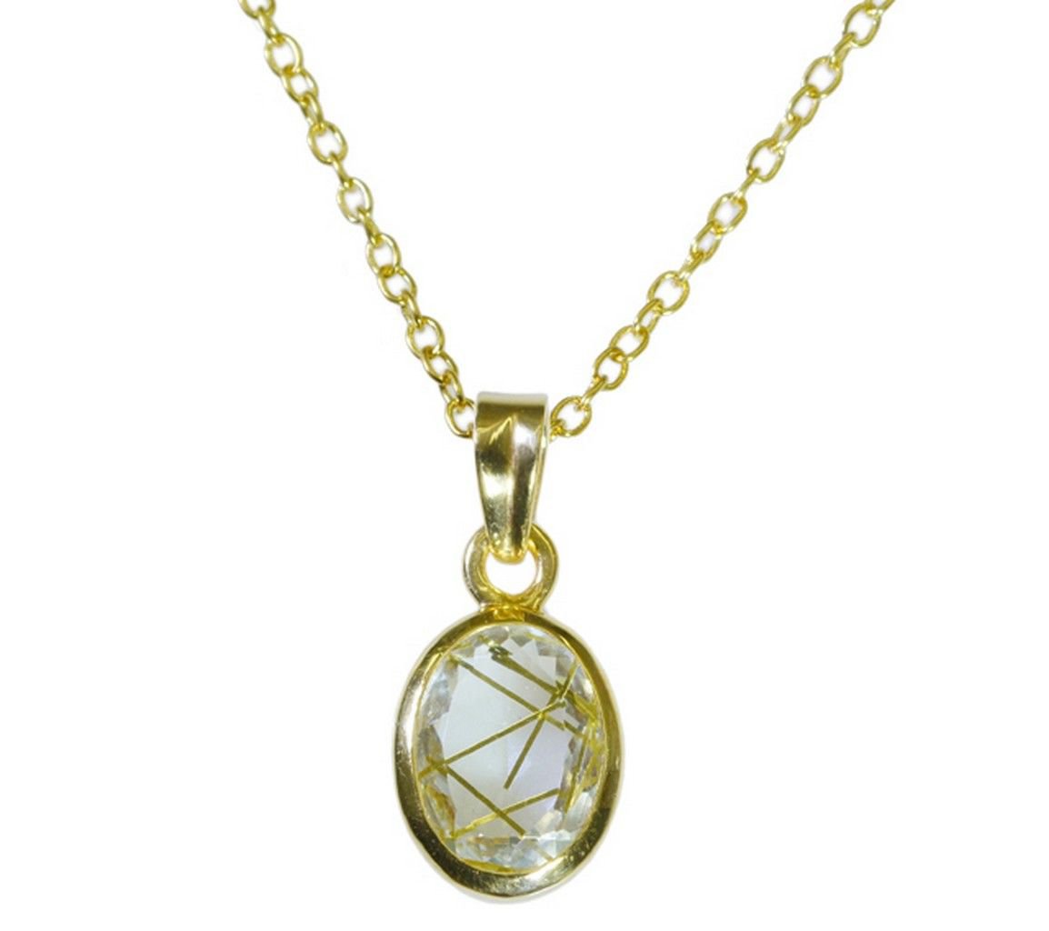 bewitching Rutile Quartz CZ Gold Plated Multi Pendant Glass casually US
