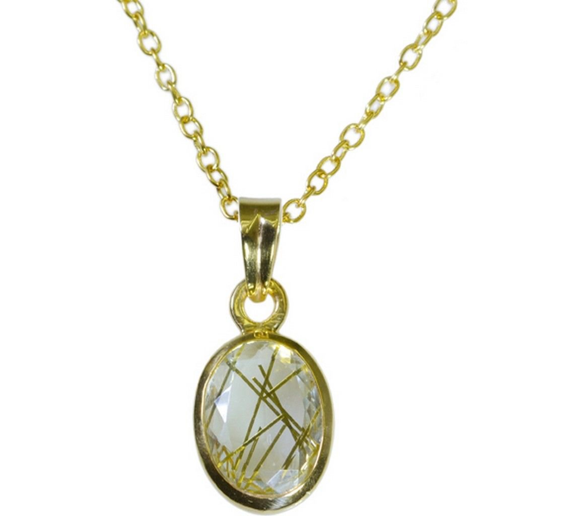 charming Rutile Quartz CZ Gold Plated Multi Pendant Glass usual US