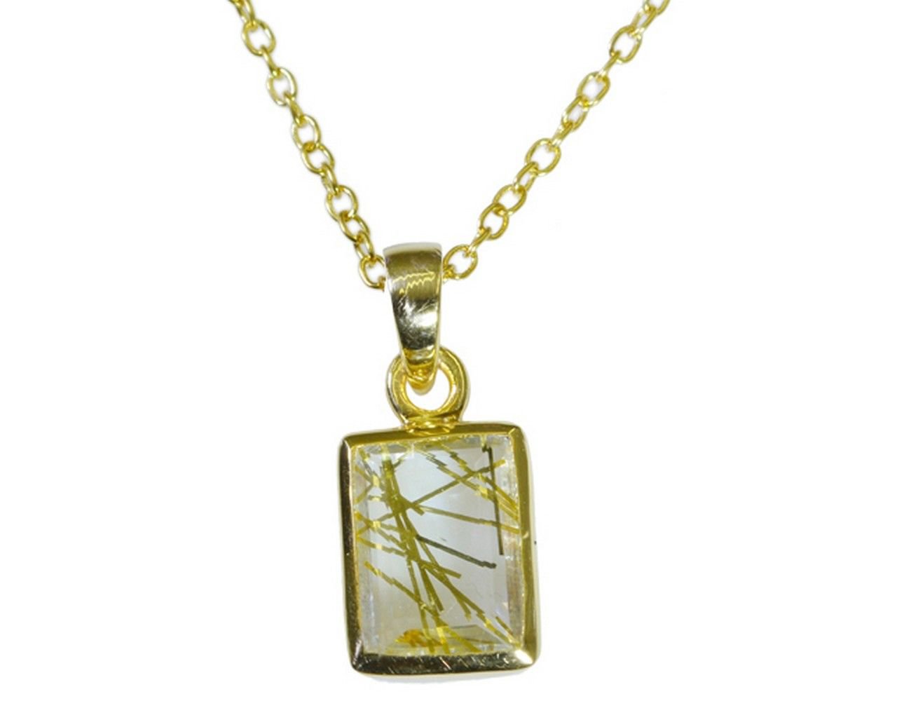 cute Rutile Quartz CZ Gold Plated Multi Pendant Glass Designer US