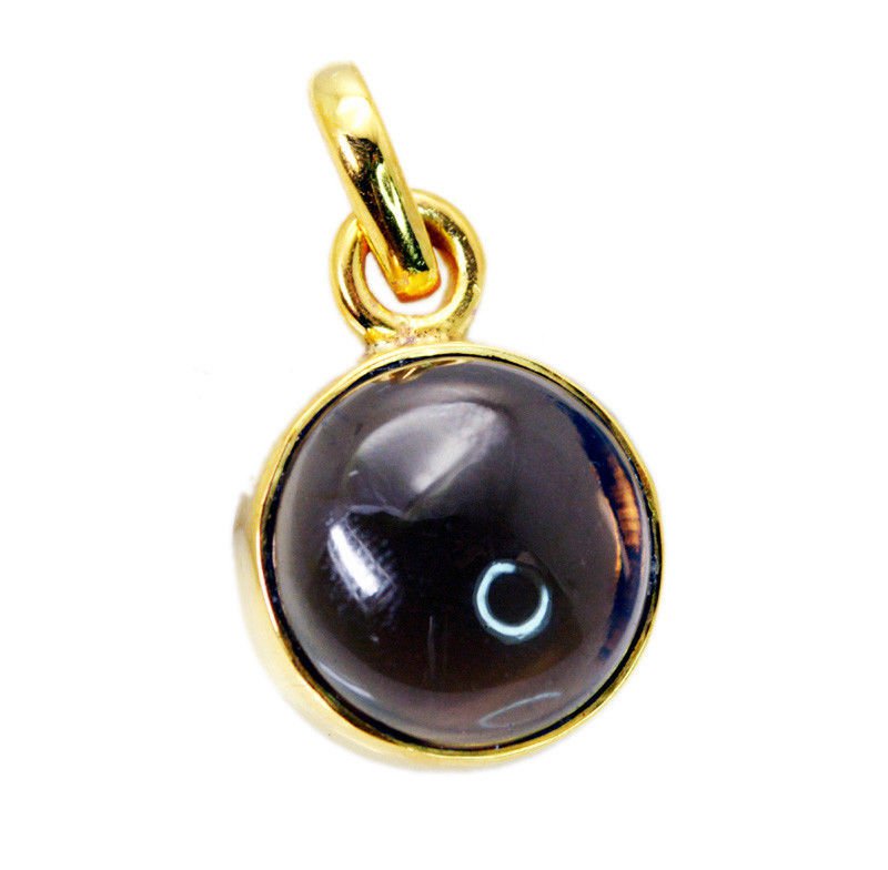 grand Smoky Quartz Gold Plated Brown Pendant Fashion jewellery US