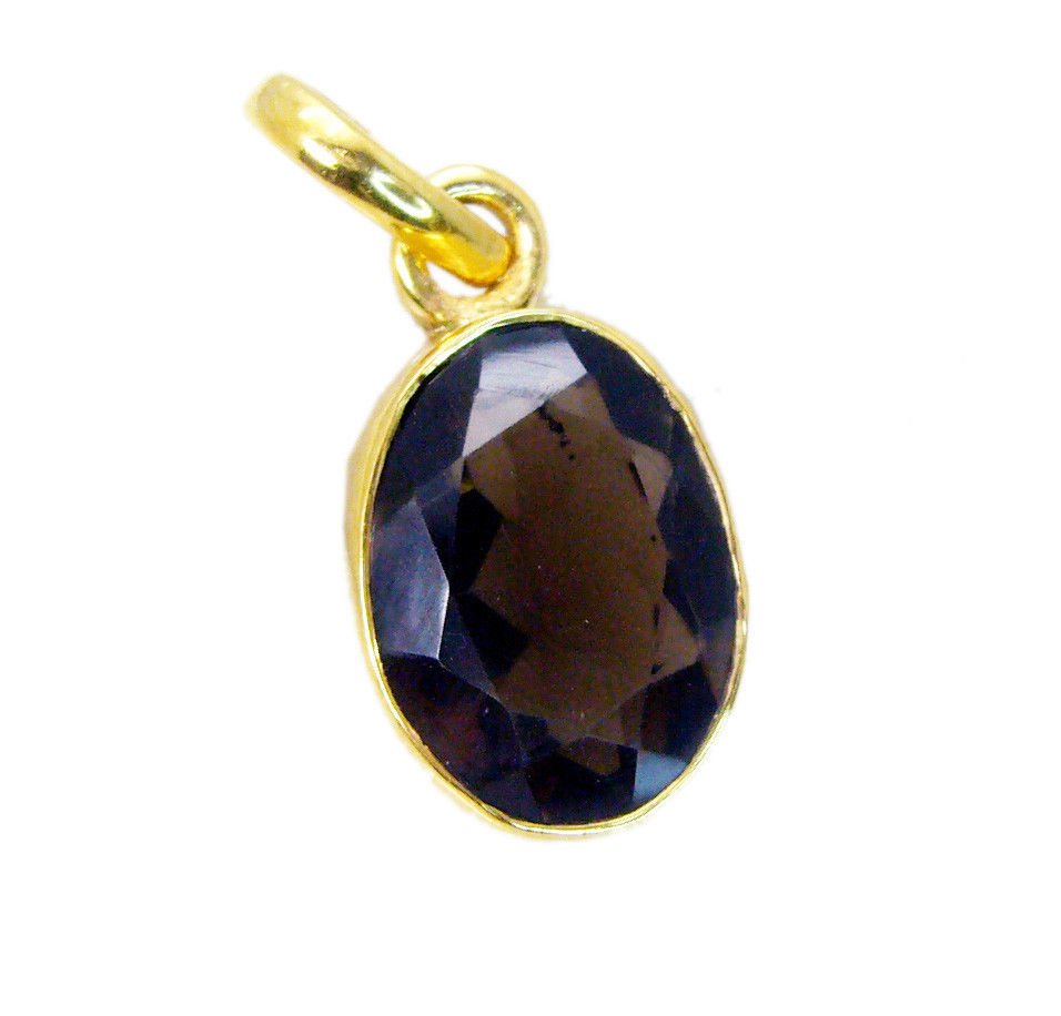 handsome Smoky Quartz Gold Plated Brown Pendant Fashion handcrafted US