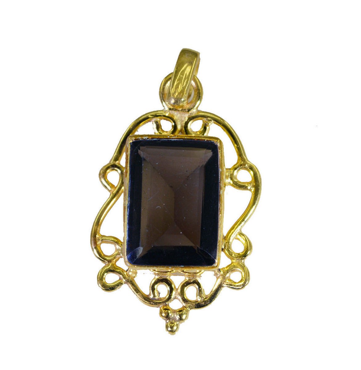 captivating Smoky Quartz Gold Plated Brown Pendant Glass gemstones US