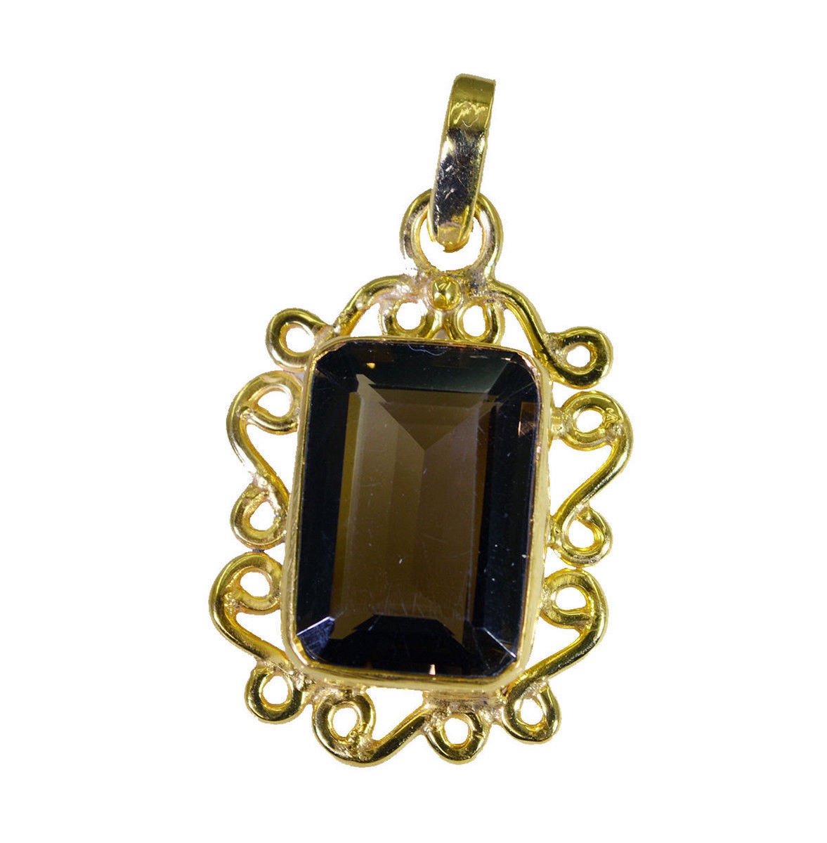 classy Smoky Quartz Gold Plated Brown Pendant Glass ordinary US