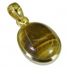captivating Tiger Eye Gold Plated Brown Pendant Glass ordinary US