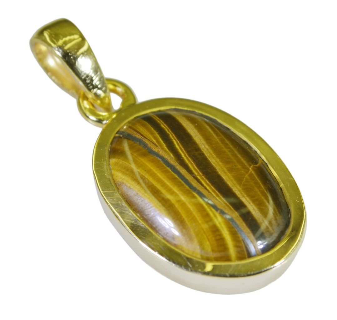 cute Tiger Eye Gold Plated Brown Pendant Fashion simply US