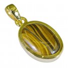 cute Tiger Eye Gold Plated Brown Pendant Fashion simply US