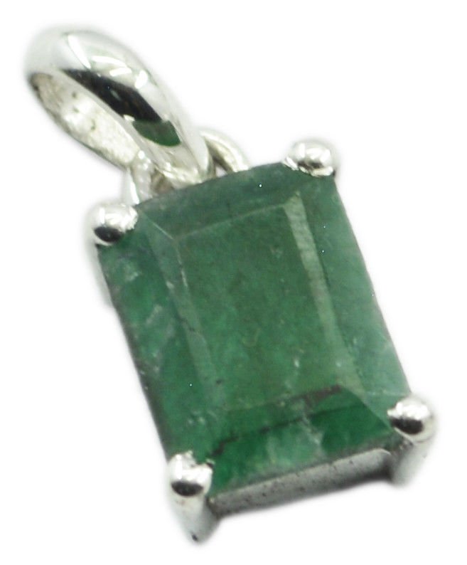 exquisite Indian Emerald 925 Sterling Silver Green Pendant genuine gemstone US