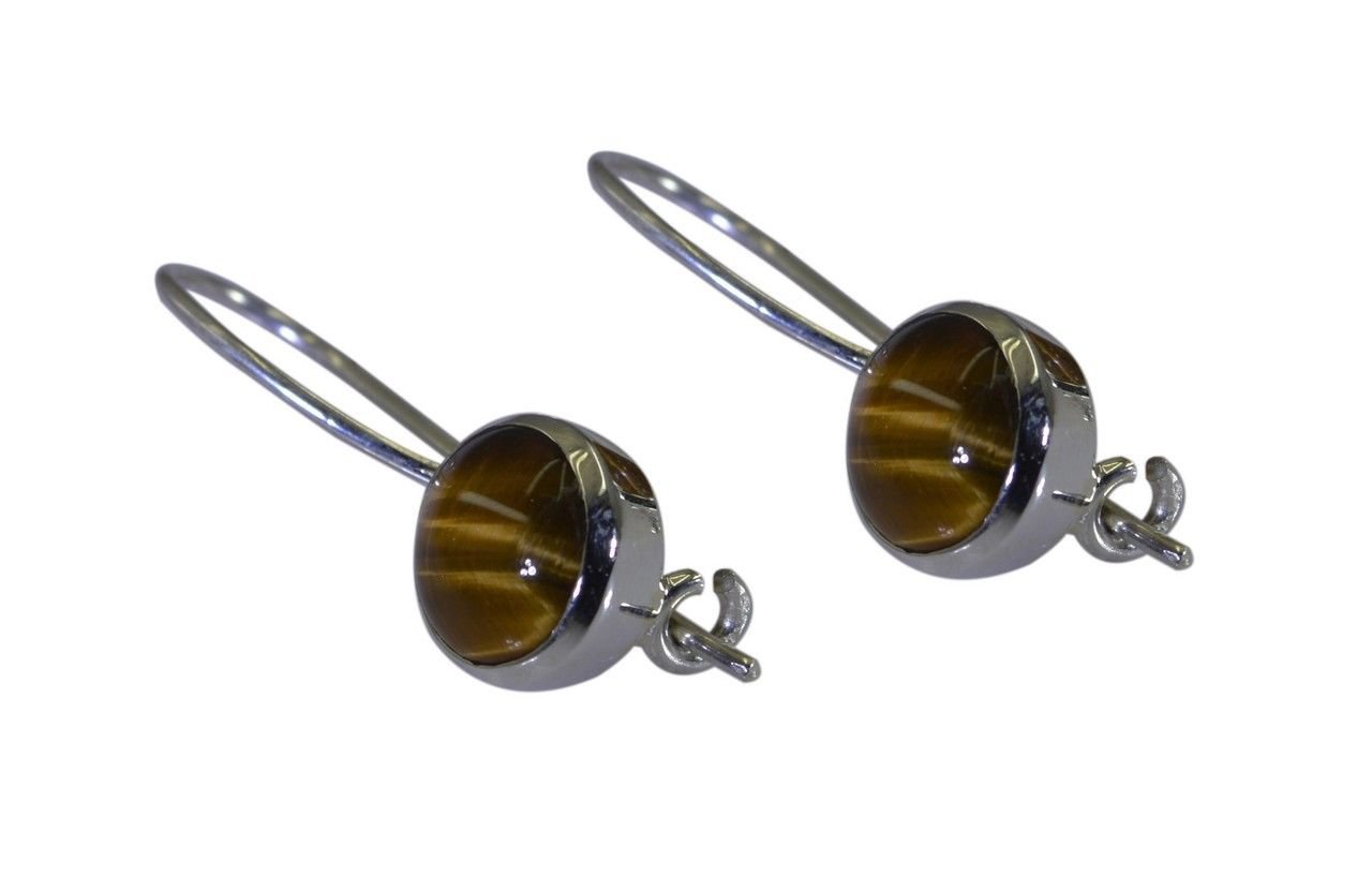 fair Tiger Eye 925 Sterling Silver Brown Earring genuine jewellery US
