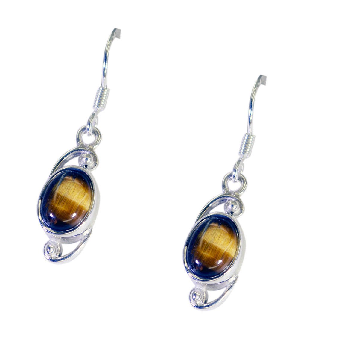 comely Tiger Eye 925 Solid Sterling Silver Brown Earring Natural usual US