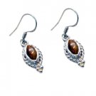 resplendent Tiger Eye 925 Solid Sterling Silver Brown Earring genuine freely US