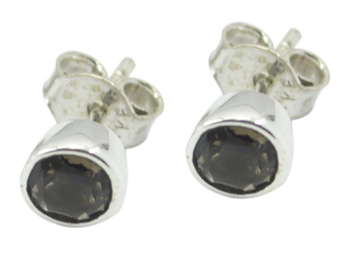 fascinating Smoky Quartz Solid Sterling Silver Brown Earring Natural jaipur US