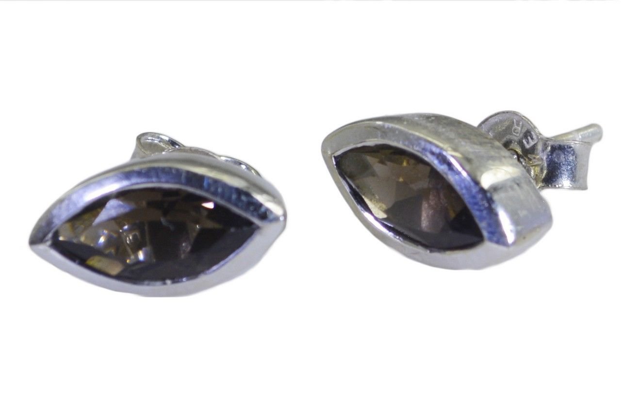 handsome Smoky Quartz Solid Sterling Silver Brown Earring Natural wholesale US
