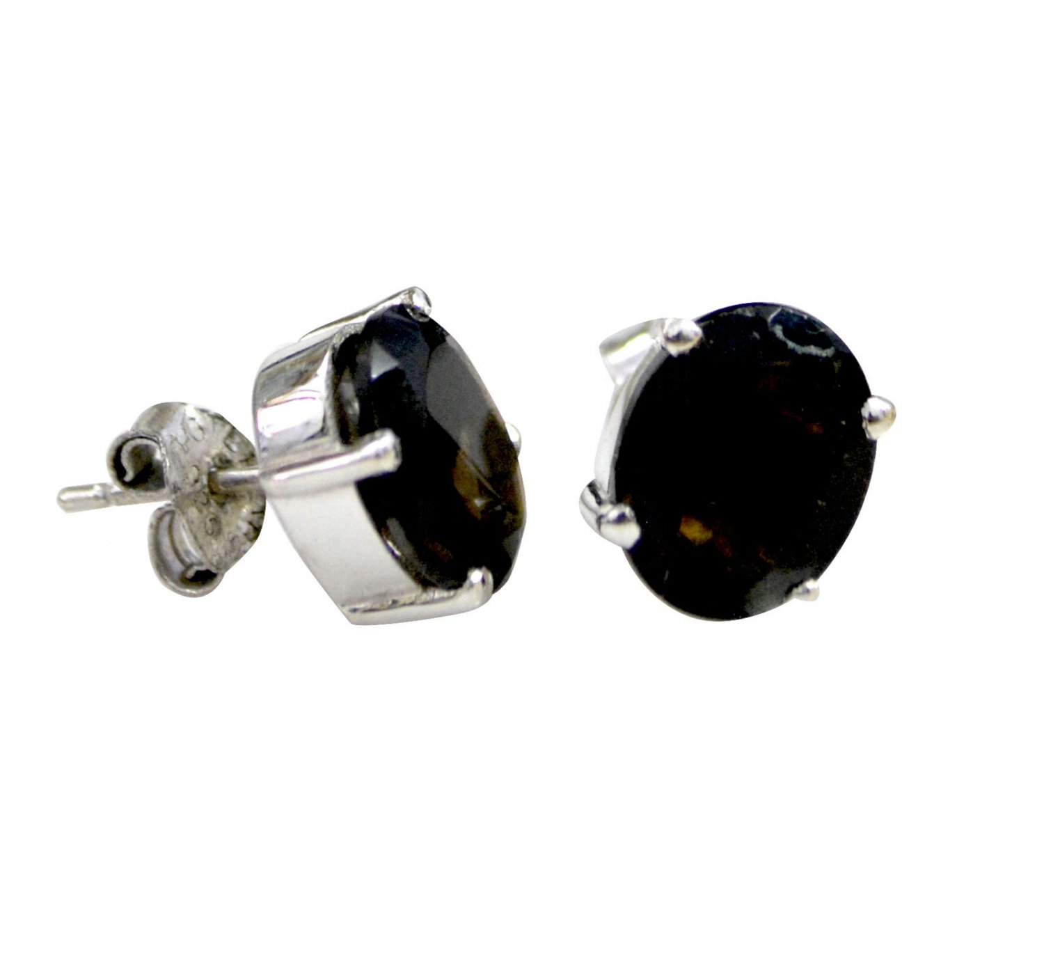gorgeous Smoky Quartz Solid Sterling Silver Brown Earring genuine easily US