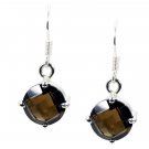 excellent Smoky Quartz Solid Sterling Silver Brown Earring genuine jewelry US