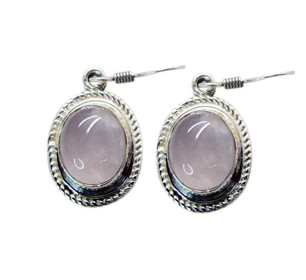 pleasing Rose Quartz 925 Solid Sterling Silver Pink Earring genuine indian US