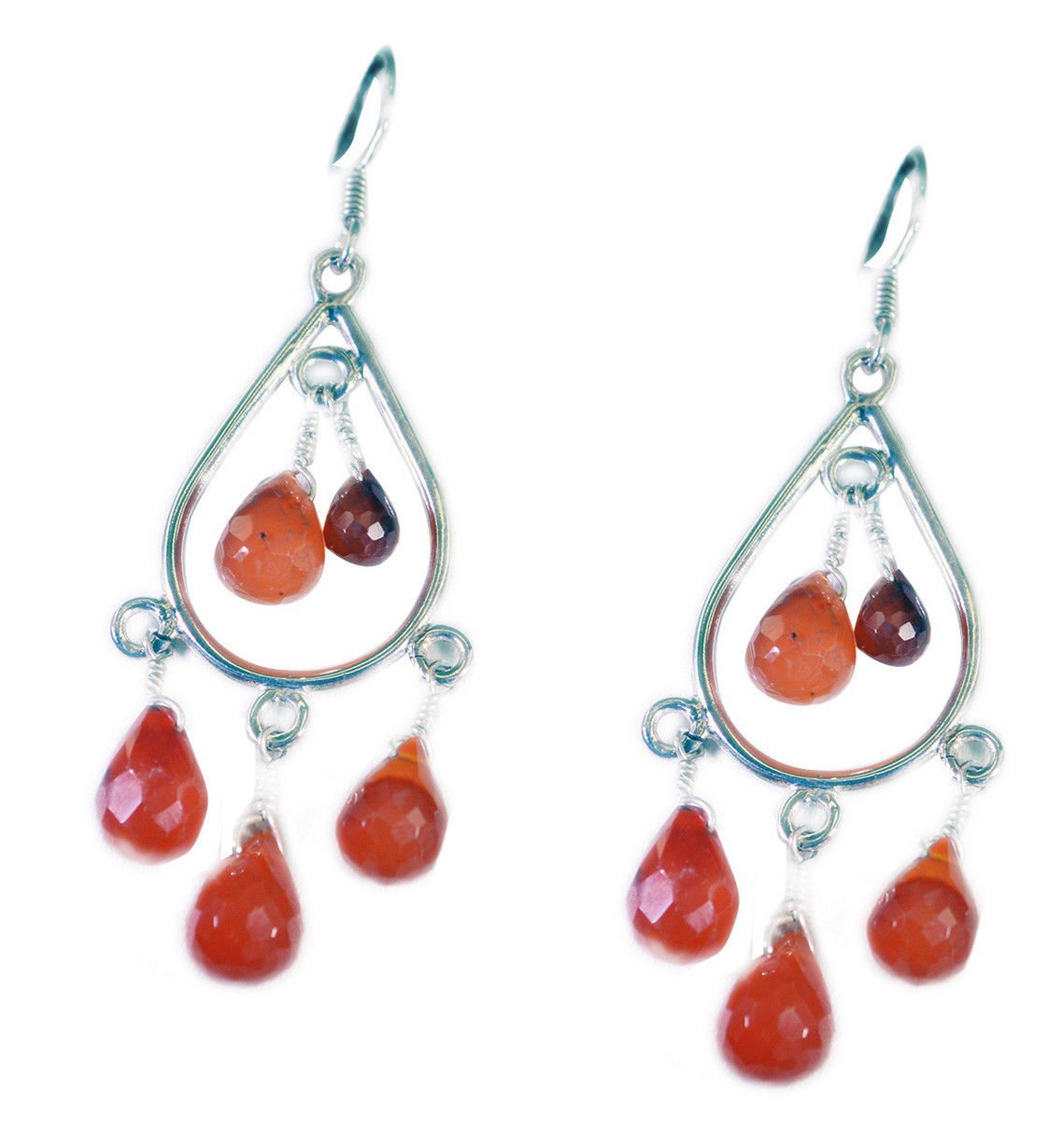 attractive Red Onyx 925 Solid Sterling Silver Red Earring genuine jaipur US