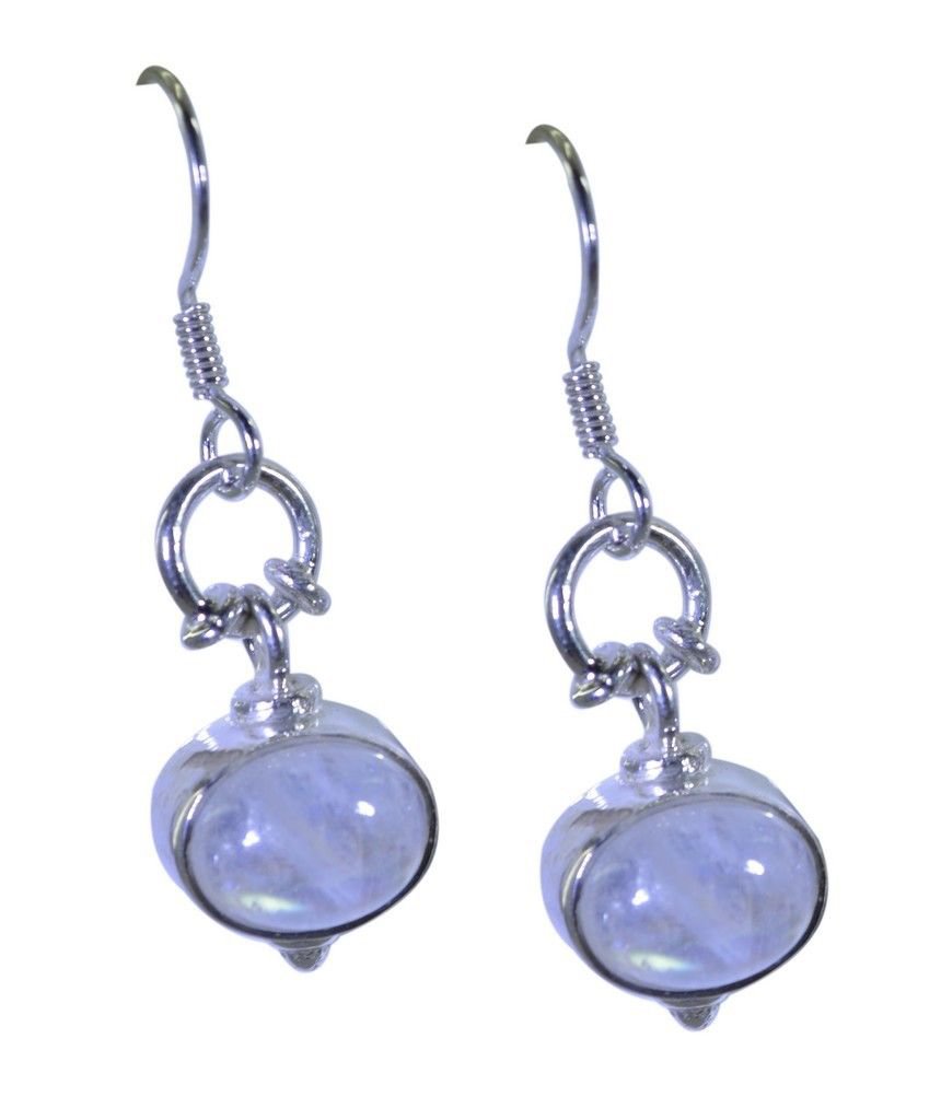 grand Rainbow Moonstone 925 Solid Silver White Earring Natural jaipur US