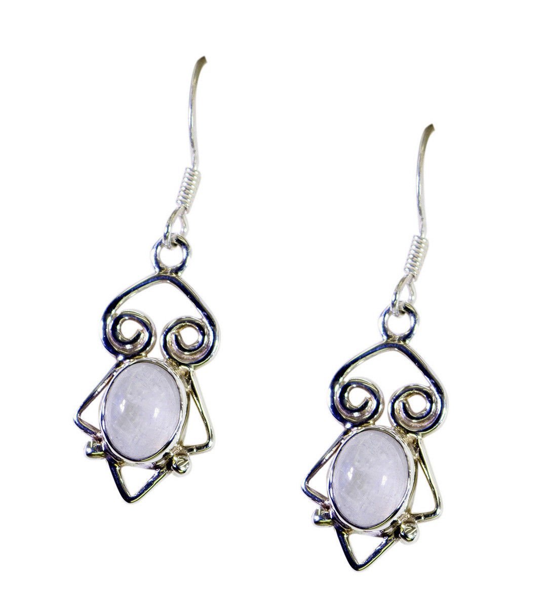 fascinating Rainbow Moonstone 925 Solid Silver White Earring genuine usual US