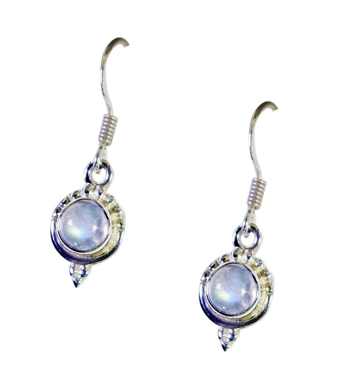 delicate Rainbow Moonstone 925 Solid Silver White Earring genuine usually US
