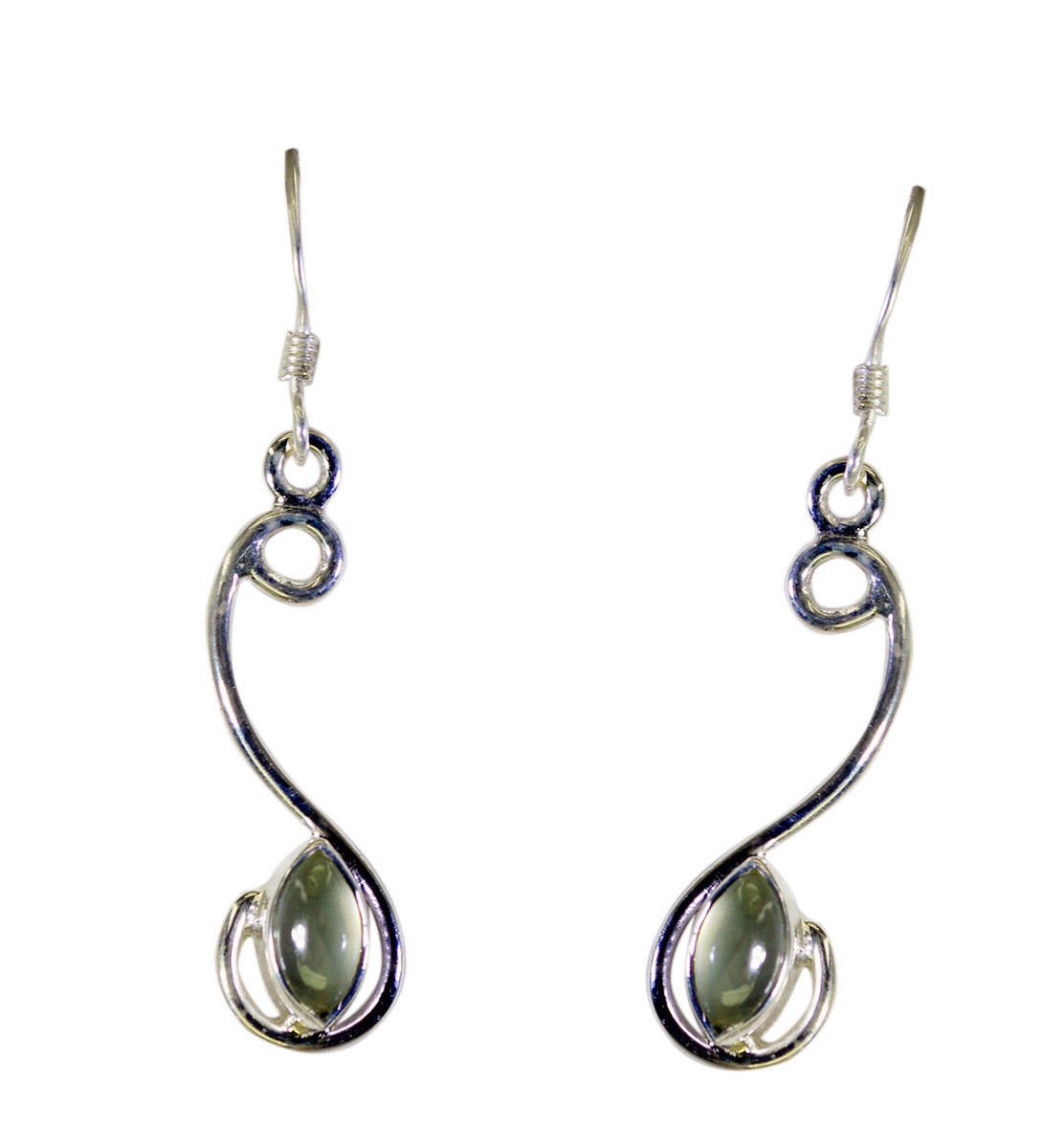 resplendent Prehnite Solid Sterling Silver Green Earring genuine handcrafted US