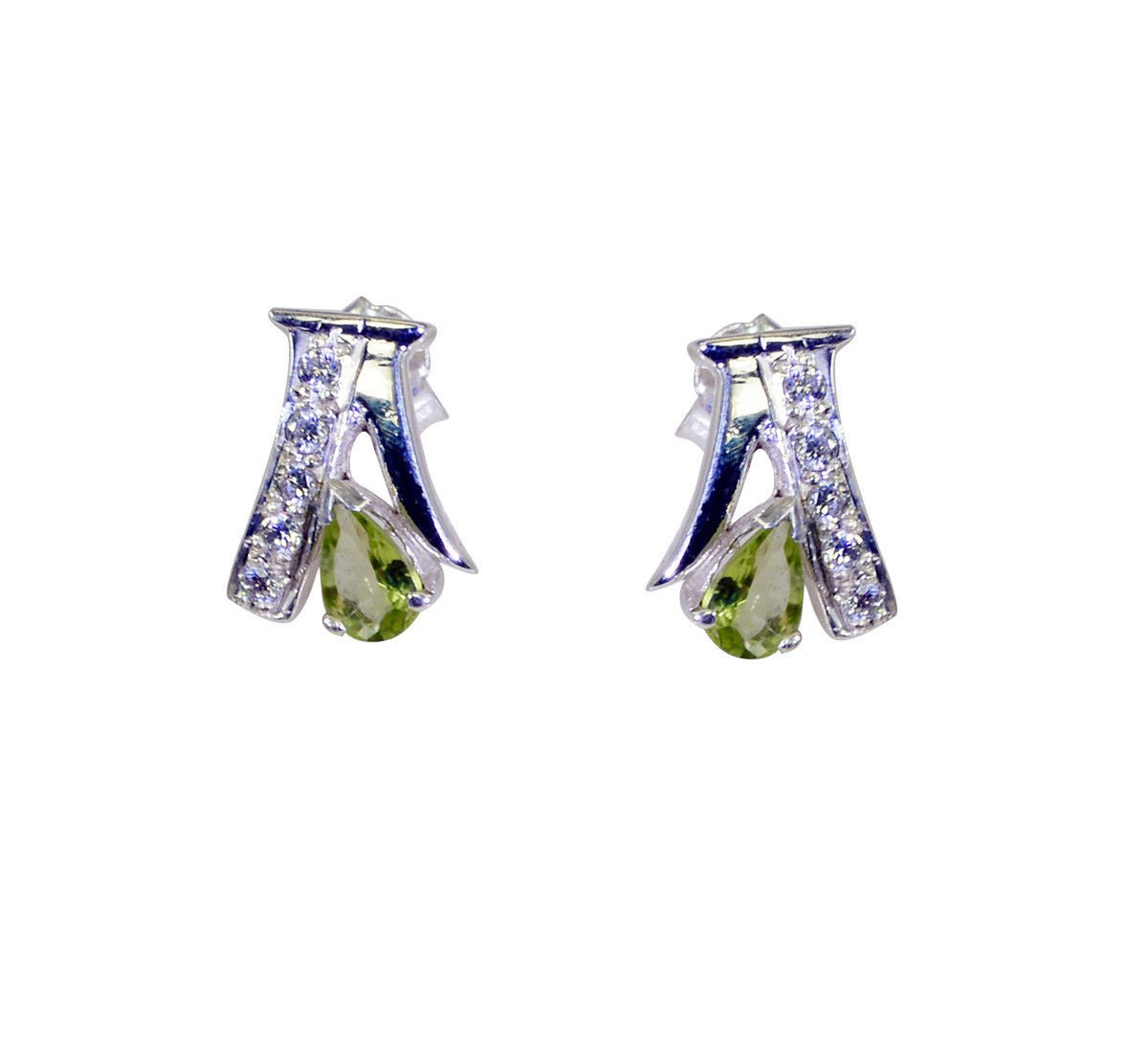 elegant Peridot 925 Solid Sterling Silver Green Earring genuine india US