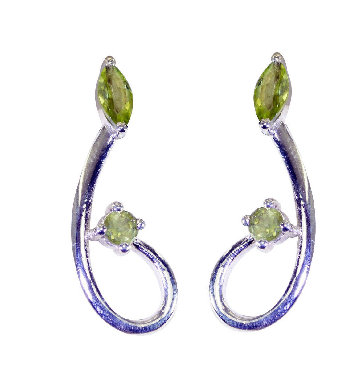 delicate Peridot 925 Solid Sterling Silver Green Earring Natural jaipur US