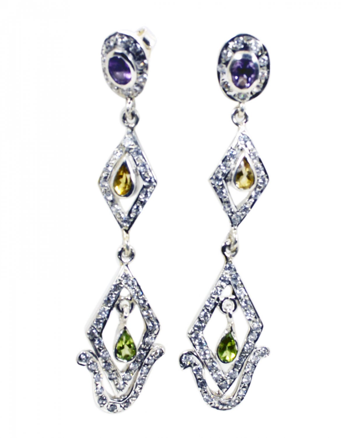 gorgeous Multi Gemstone Solid Sterling Silver Multi Earring genuine suppiler US