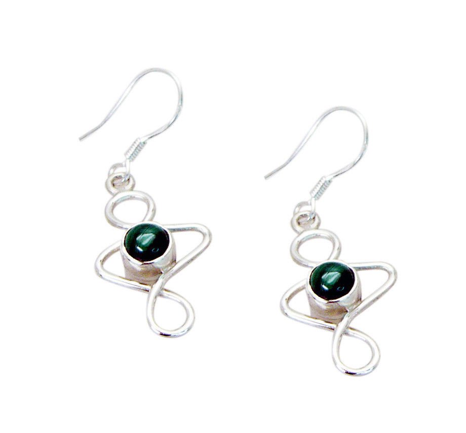 pulchritudinous Malachite Solid Sterling Silver Green Earring genuine normaly US