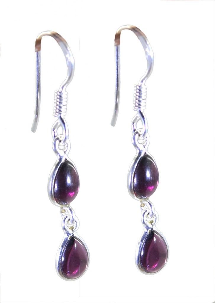 classy Garnet 925 Solid Sterling Silver Red Earring genuine jewelry US