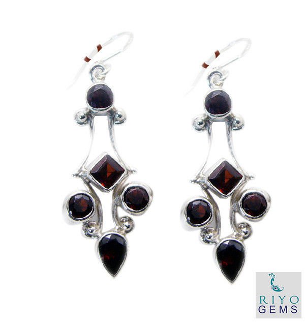 classy Garnet 925 Solid Sterling Silver Red Earring Natural usually US