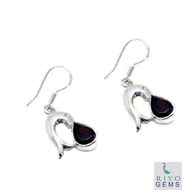 handsome Garnet 925 Solid Sterling Silver Red Earring genuine jewelry US