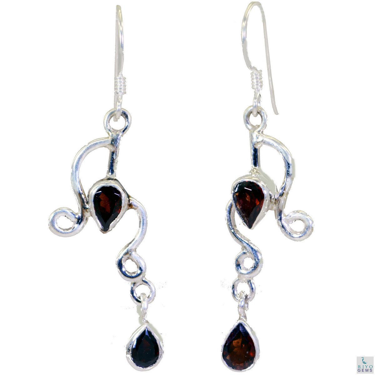 fair Garnet 925 Solid Sterling Silver Red Earring Natural supply US