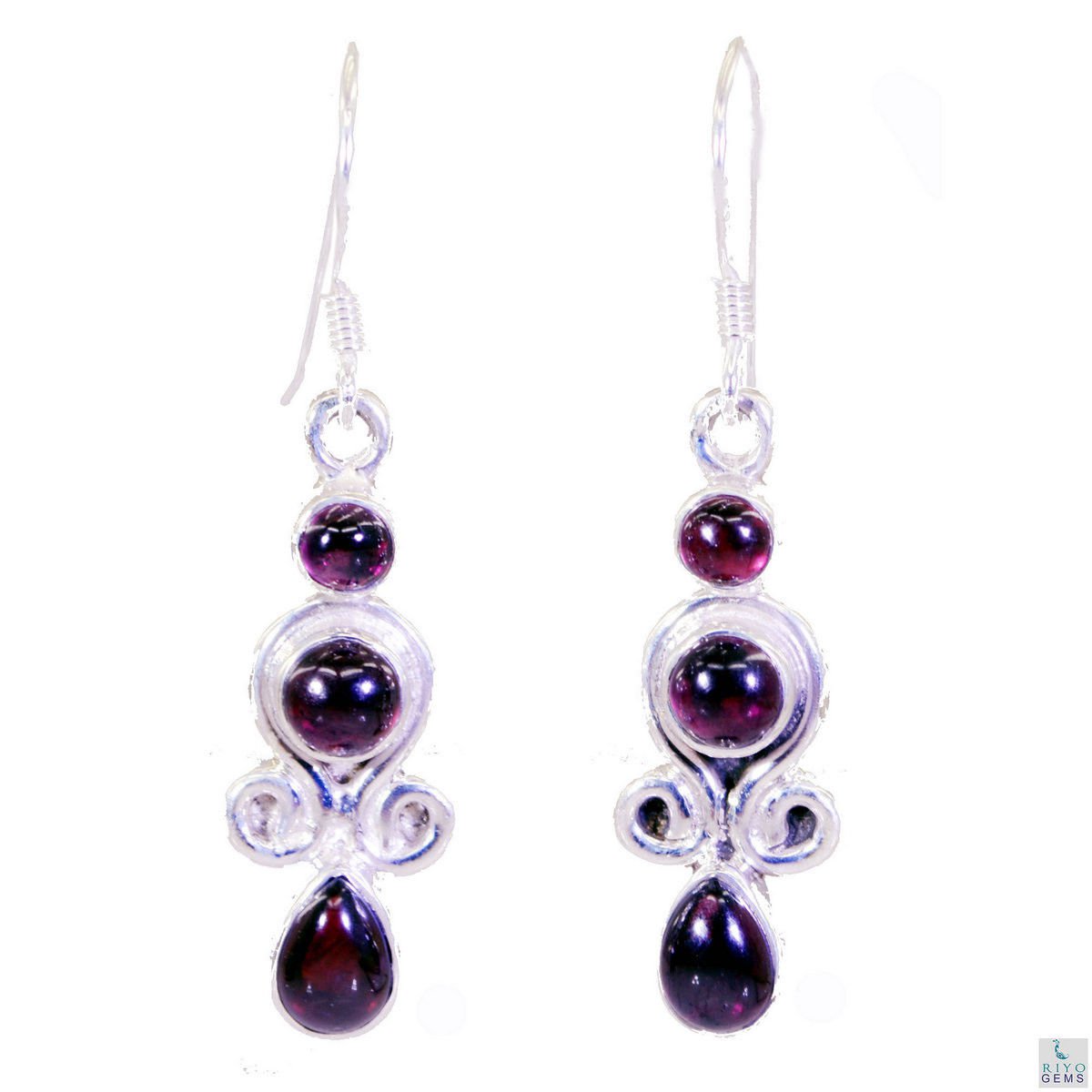 enticing Garnet 925 Solid Sterling Silver Red Earring genuine jewelry US