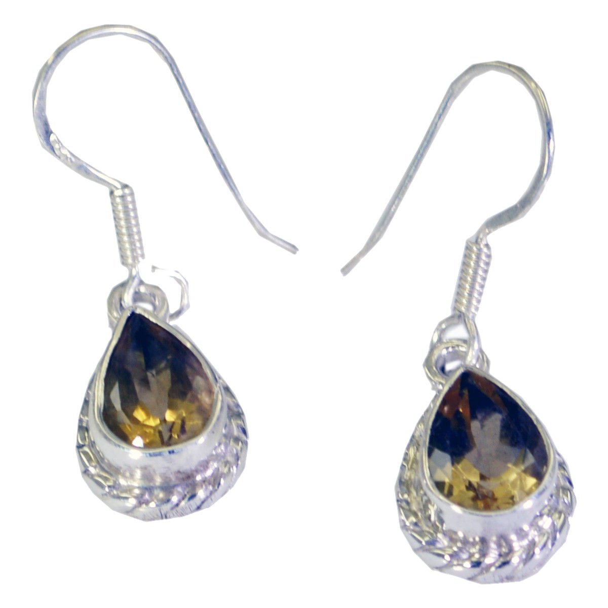 handsome citrine 925 Solid Sterling Silver Yellow Earring Natural freely US
