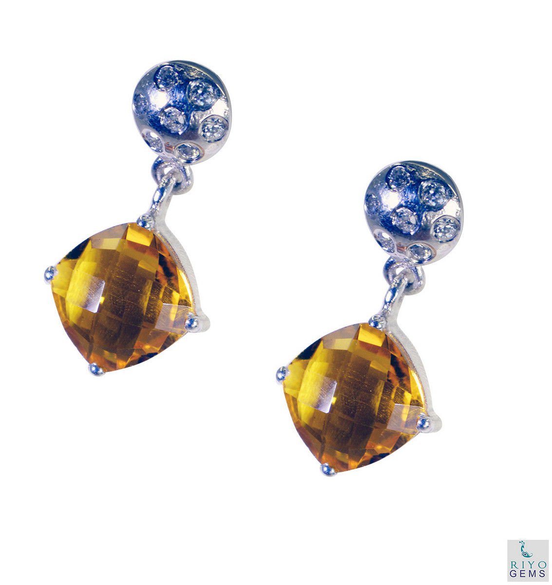 ideal Citrine 925 Solid Sterling Silver Yellow Earring genuine gemstone US