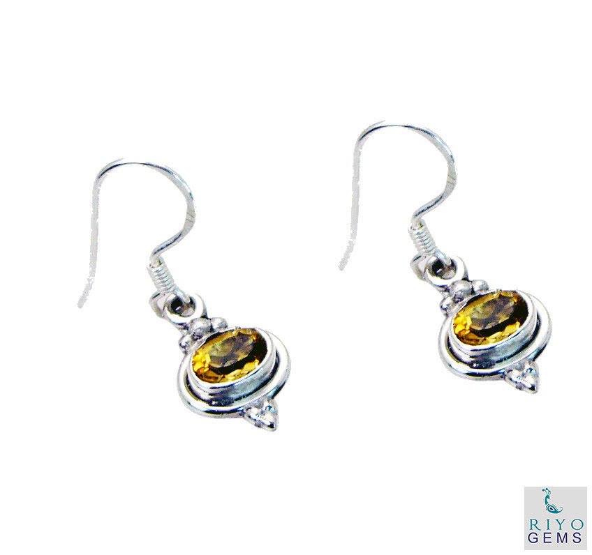 exquisite Citrine 925 Solid Sterling Silver Yellow Earring genuine gemstone US
