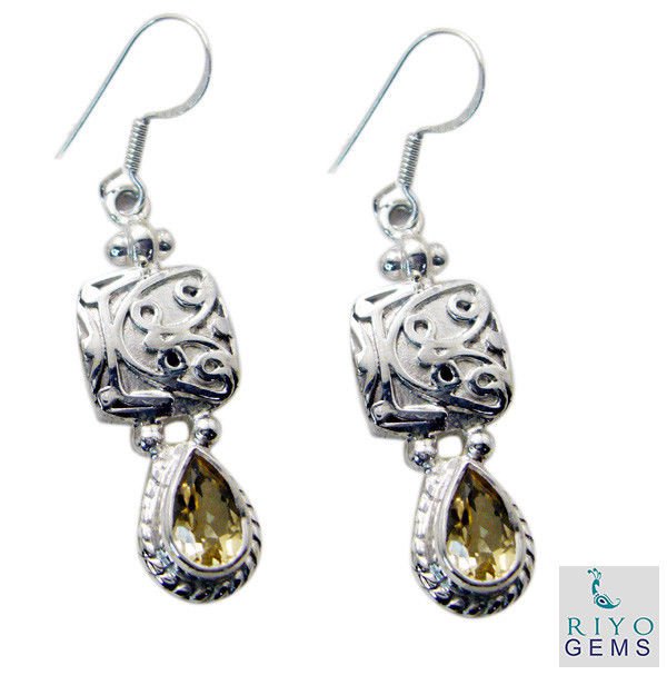 resplendent Citrine 925 Solid Sterling Silver Yellow Earring Natural jaipur US