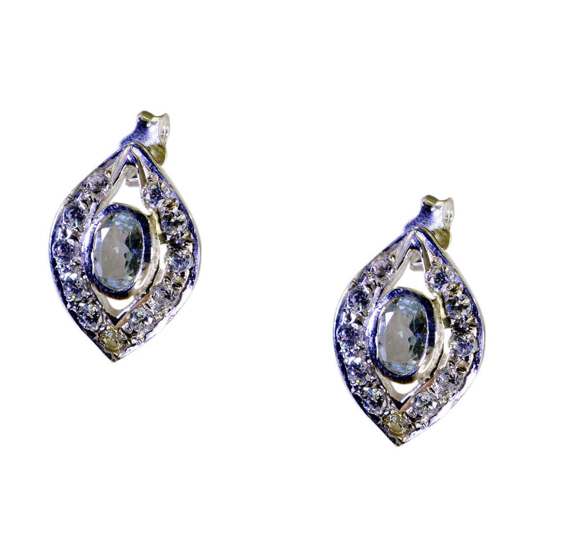 pulchritudinous Blue Topaz 925 Sterling Silver Blue Earring genuine indian US