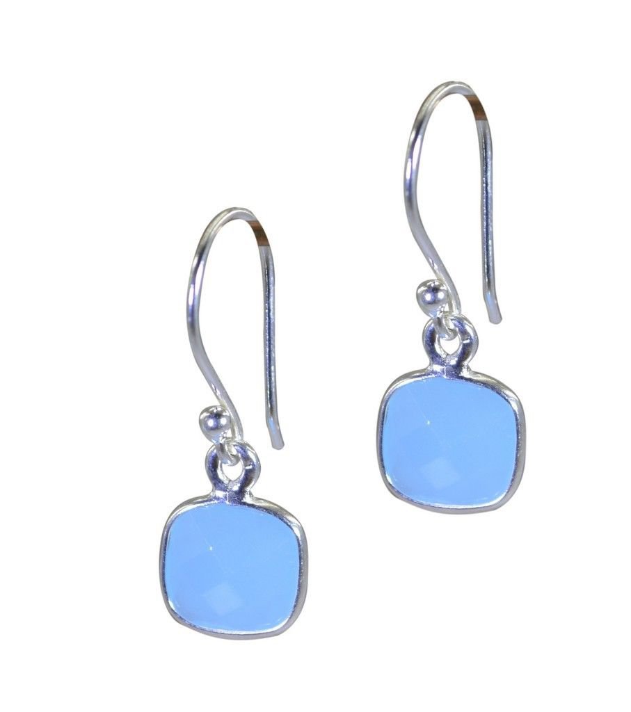 Adorable Blue Chalcedany Sterling Silver Blue Earring Genuine Jewellery Us