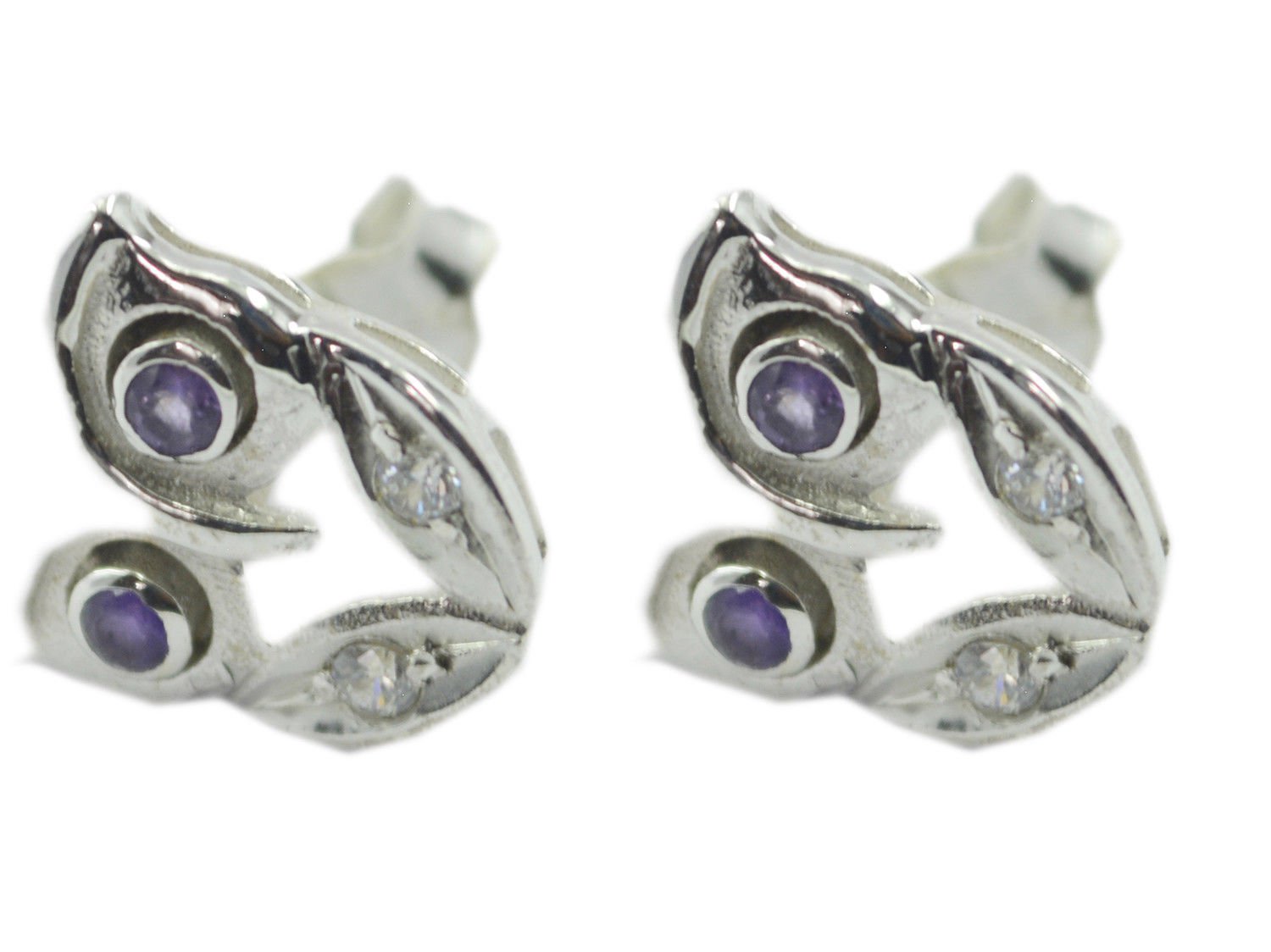charming Amethyst 925 Sterling Silver Purple Earring genuine handcrafted US