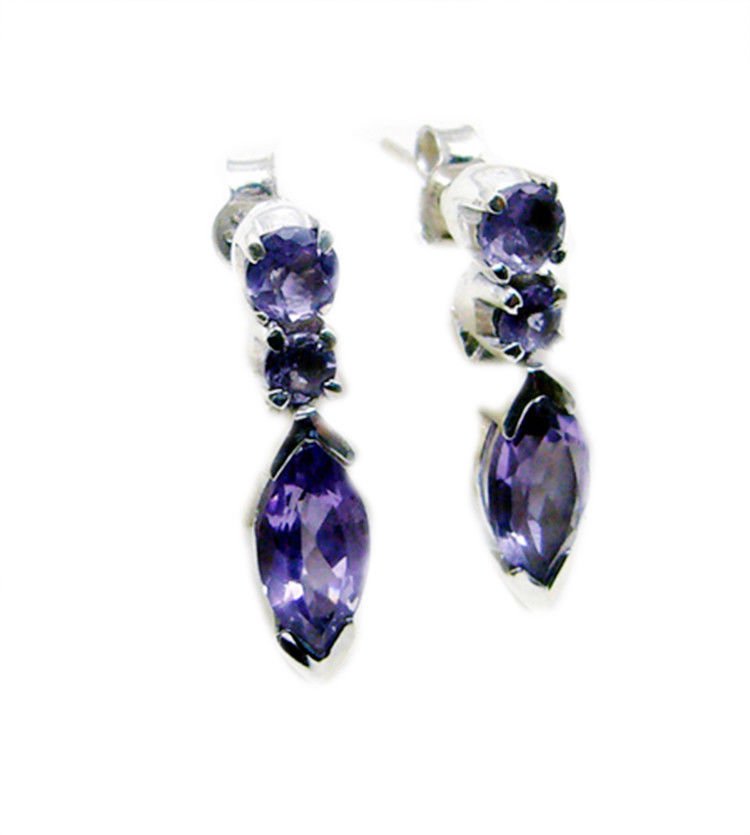 gorgeous Amethyst 925 Sterling Silver Purple Earring genuine jaipur US