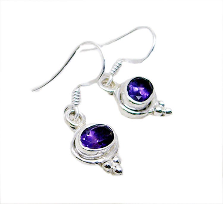 fascinating Amethyst 925 Sterling Silver Purple Earring Natural Designer US