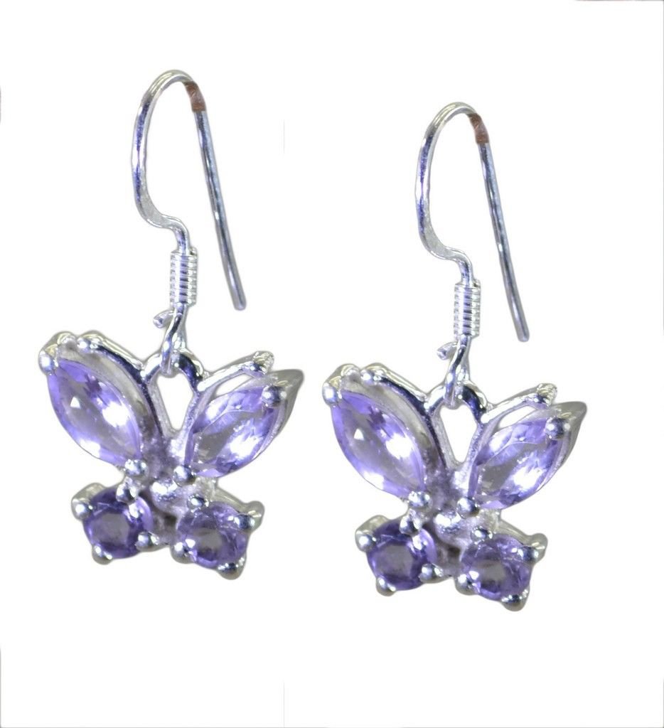 inviting Amethyst 925 Solid Sterling Silver Purple Earring genuine supplies US