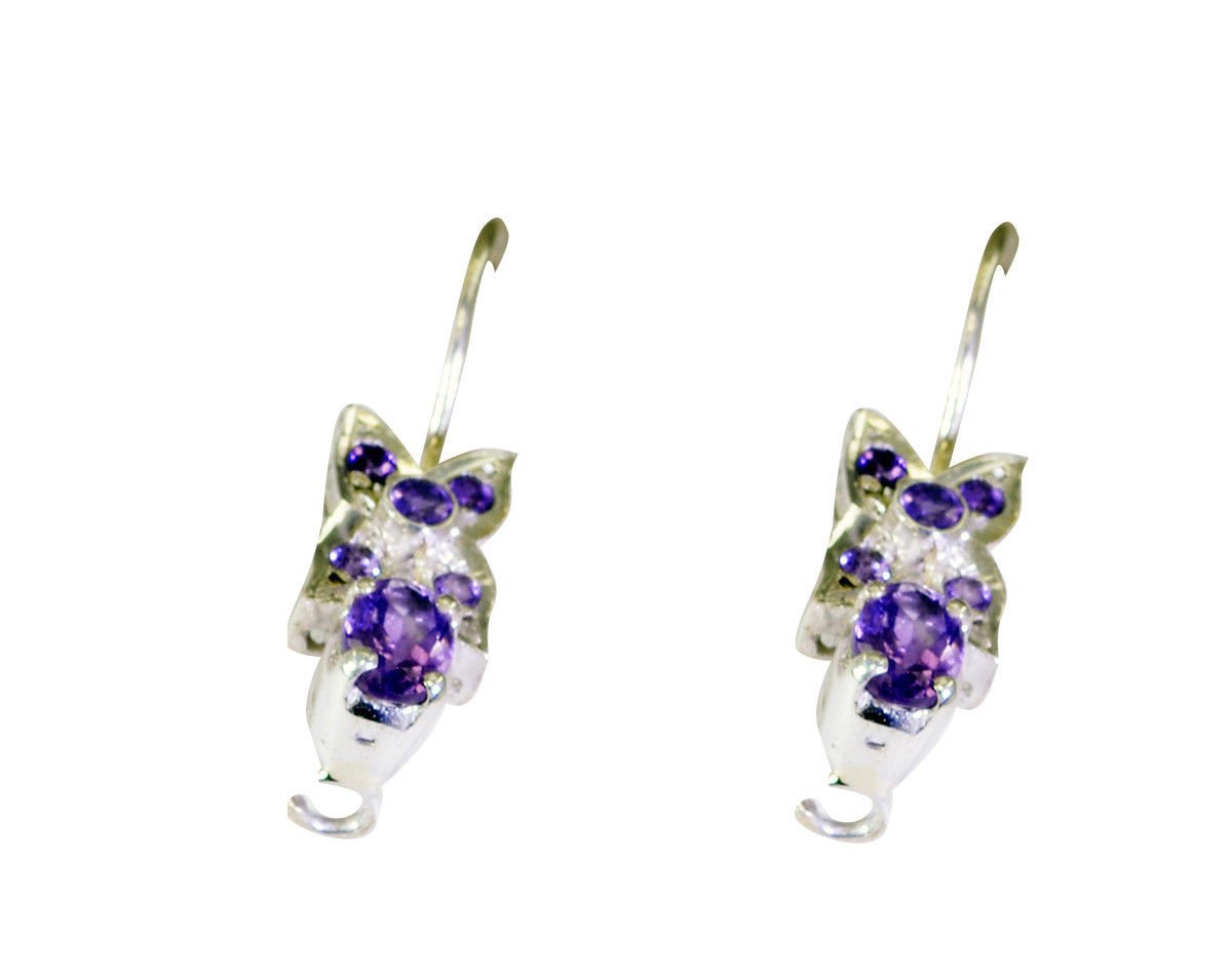 comely Amethyst 925 Solid Sterling Silver Purple Earring Natural suppiler US