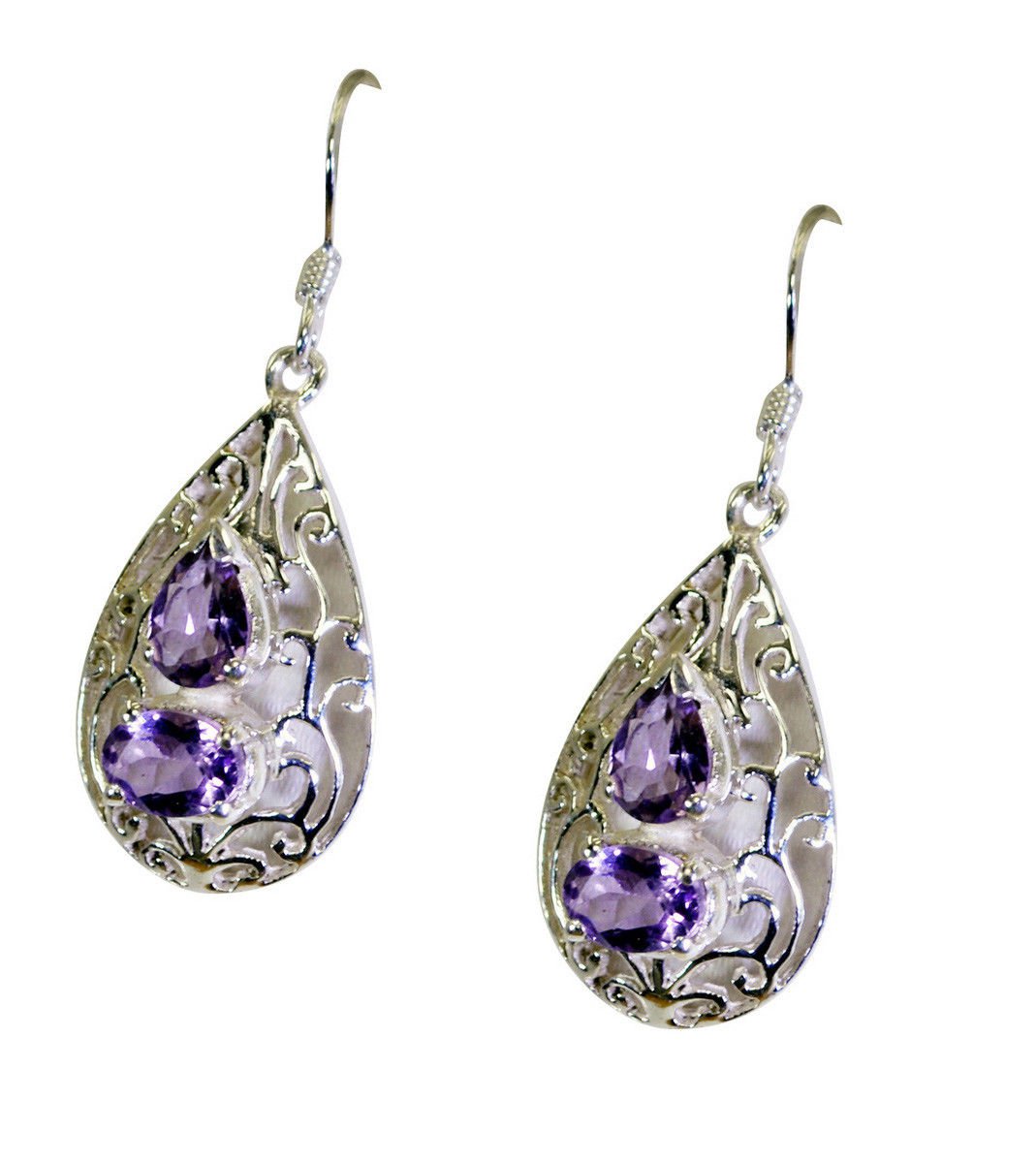 attractive Amethyst 925 Solid Sterling Silver Purple Earring Natural usual US