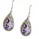 attractive Amethyst 925 Solid Sterling Silver Purple Earring Natural usual US