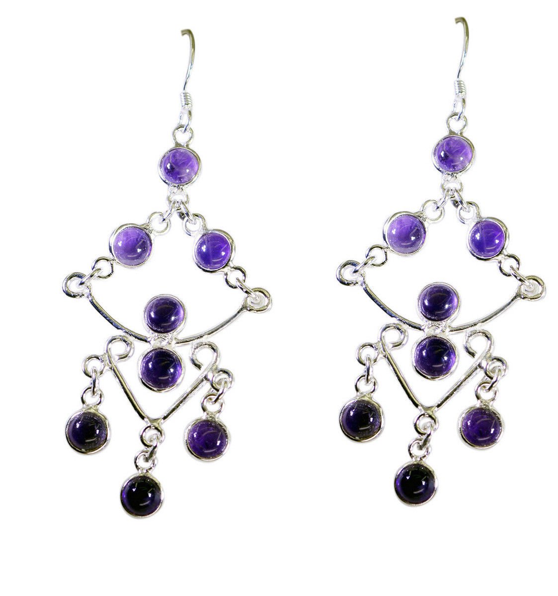 ideal Amethyst 925 Solid Sterling Silver Purple Earring genuine normaly US