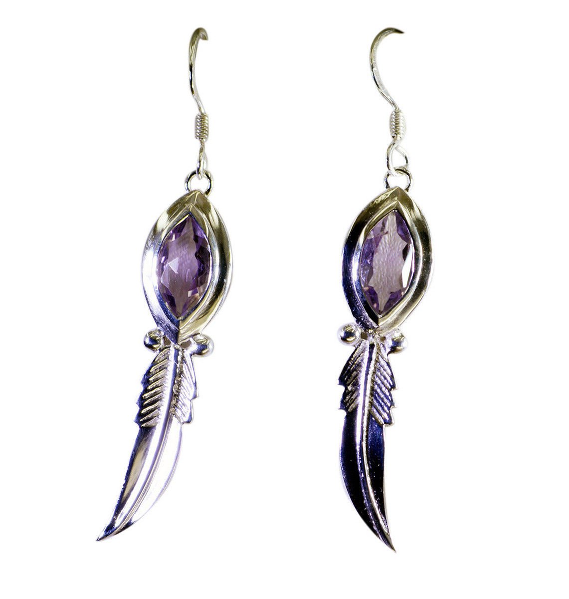 charming Amethyst 925 Solid Sterling Silver Purple Earring genuine indian US